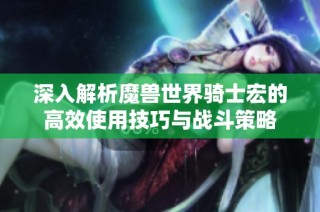 深入解析魔獸世界騎士宏的高效使用技巧與戰(zhàn)斗策略