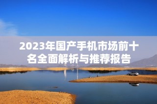 2023年國產(chǎn)手機(jī)市場前十名全面解析與推薦報(bào)告