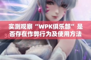 實測觀察“WPK俱樂部”是否存在作弊行為及使用方法分享