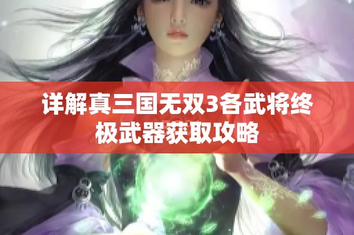 詳解真三國無雙3各武將終極武器獲取攻略