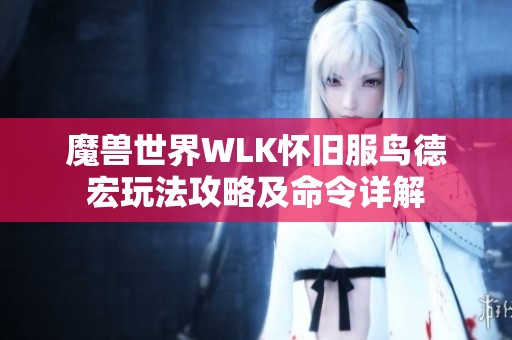 魔獸世界WLK懷舊服鳥(niǎo)德宏玩法攻略及命令詳解