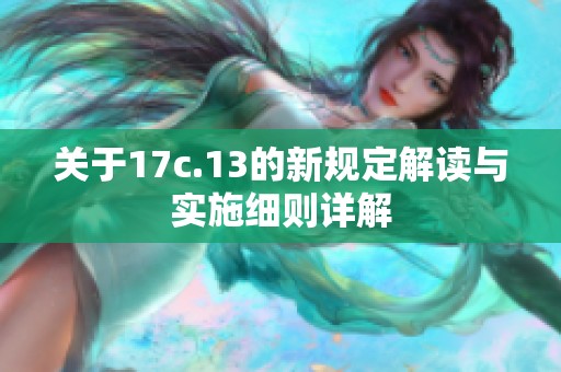 關(guān)于17c.13的新規(guī)定解讀與實(shí)施細(xì)則詳解